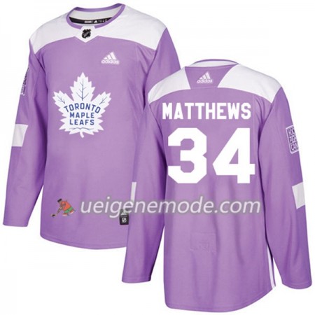 Herren Eishockey Toronto Maple Leafs Trikot Auston Matthews 34 Adidas 2017-2018 Lila Fights Cancer Practice Authentic